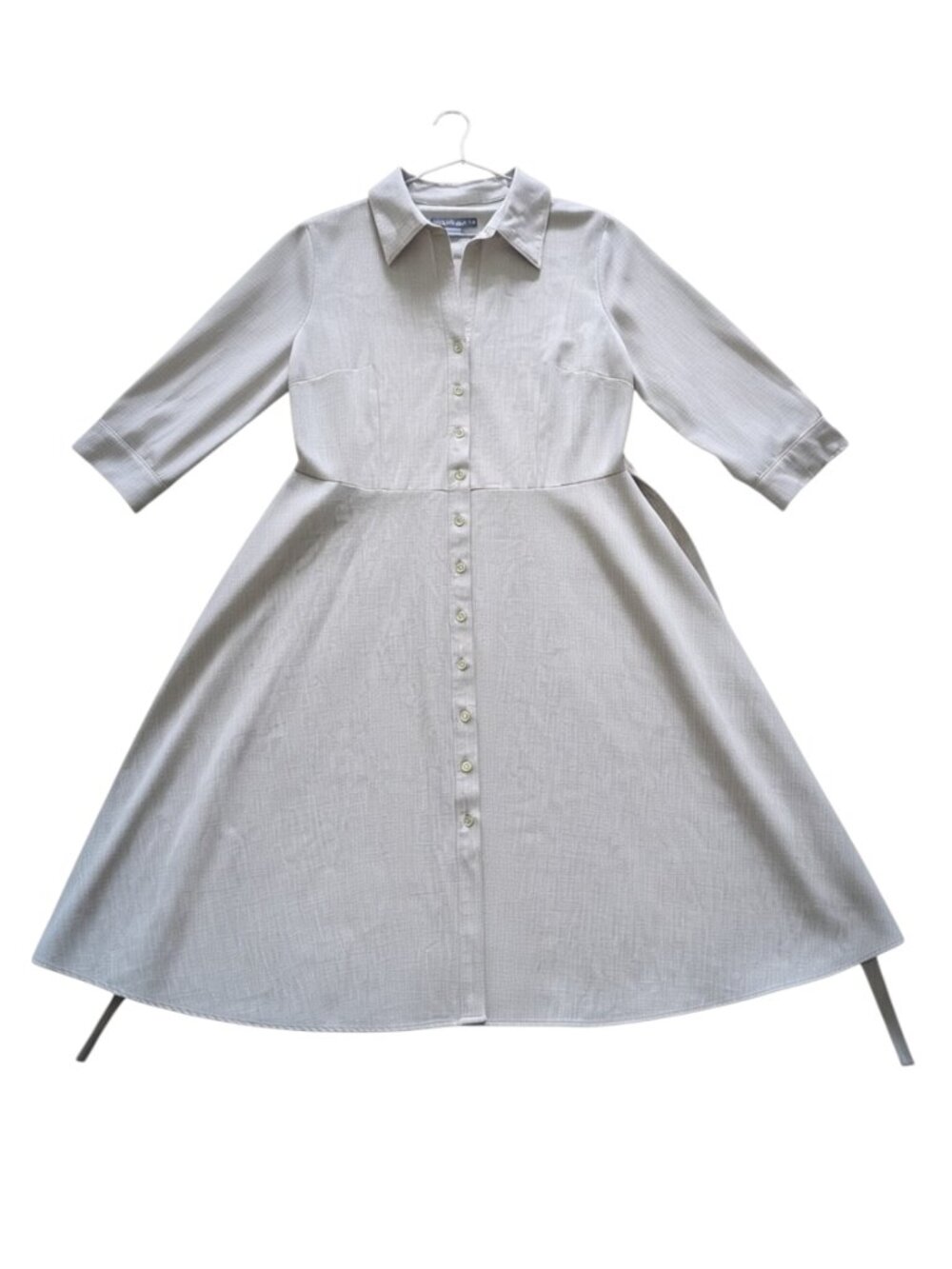Sharagano Beige Button-Front Belted Utility Shirt Dress Size 12